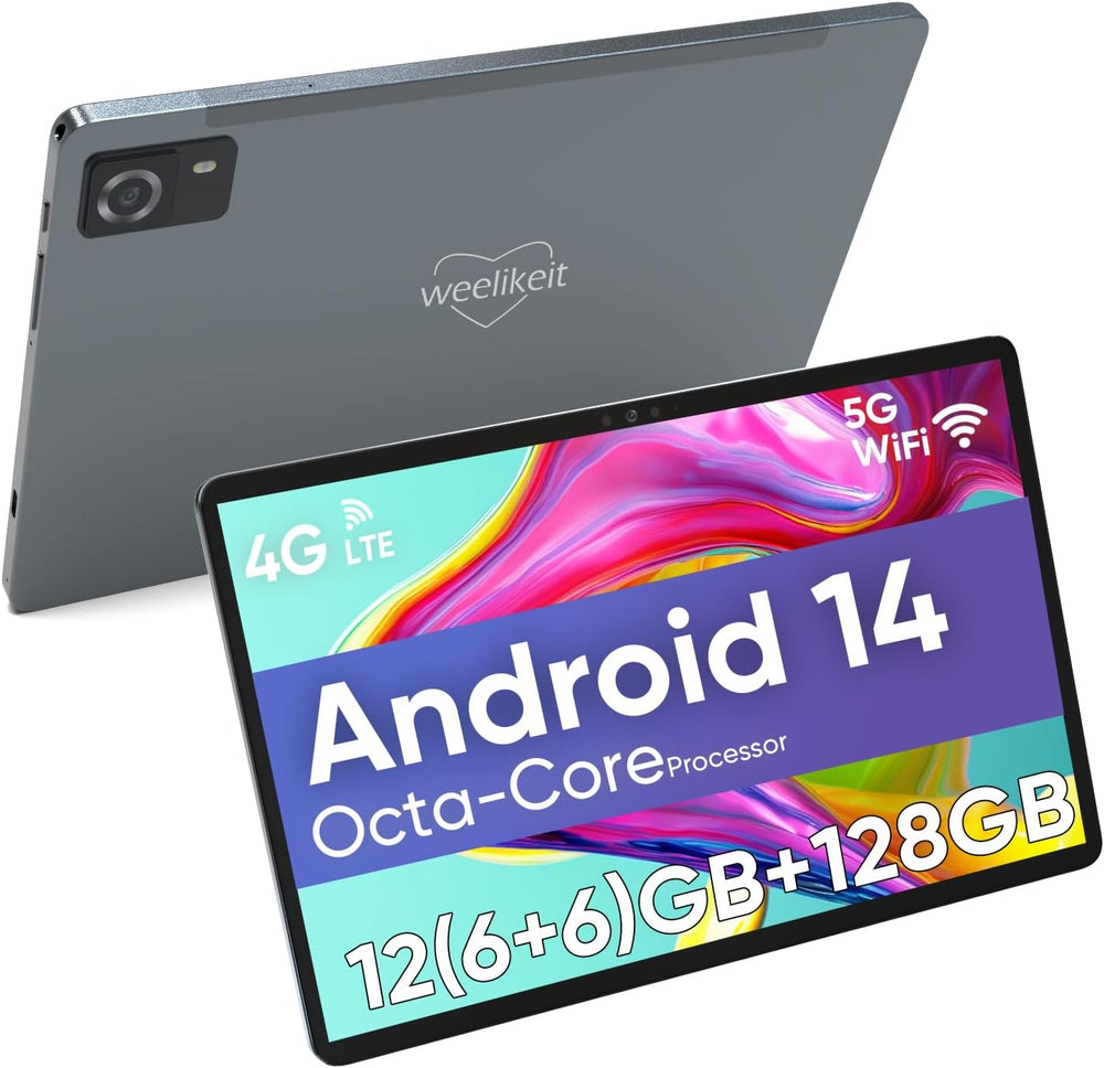 Weelikeit 10" Android Tablet, 12GB+128GB Gray